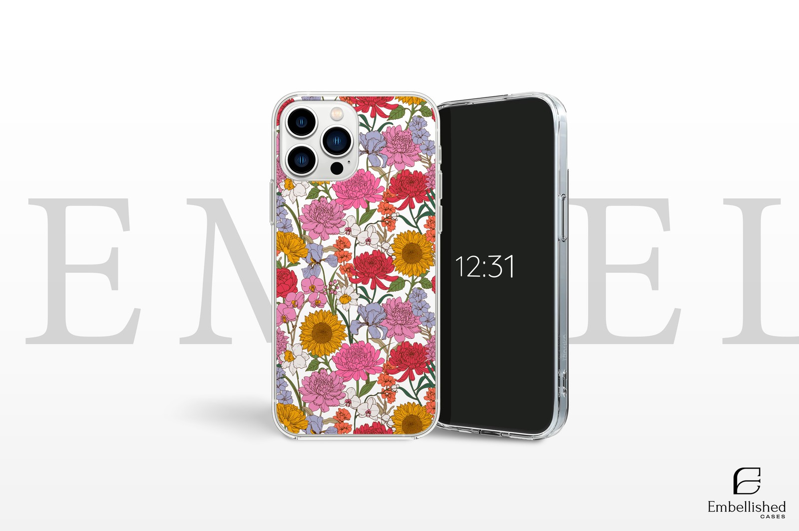 Clear Floral Phone Case - Colorful Wildflower Protective Case for iPhone