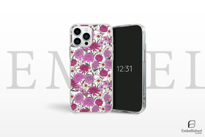 Pink & Purple Floral Pattern Clear Case - Clear Phone Case - Embellished Cases