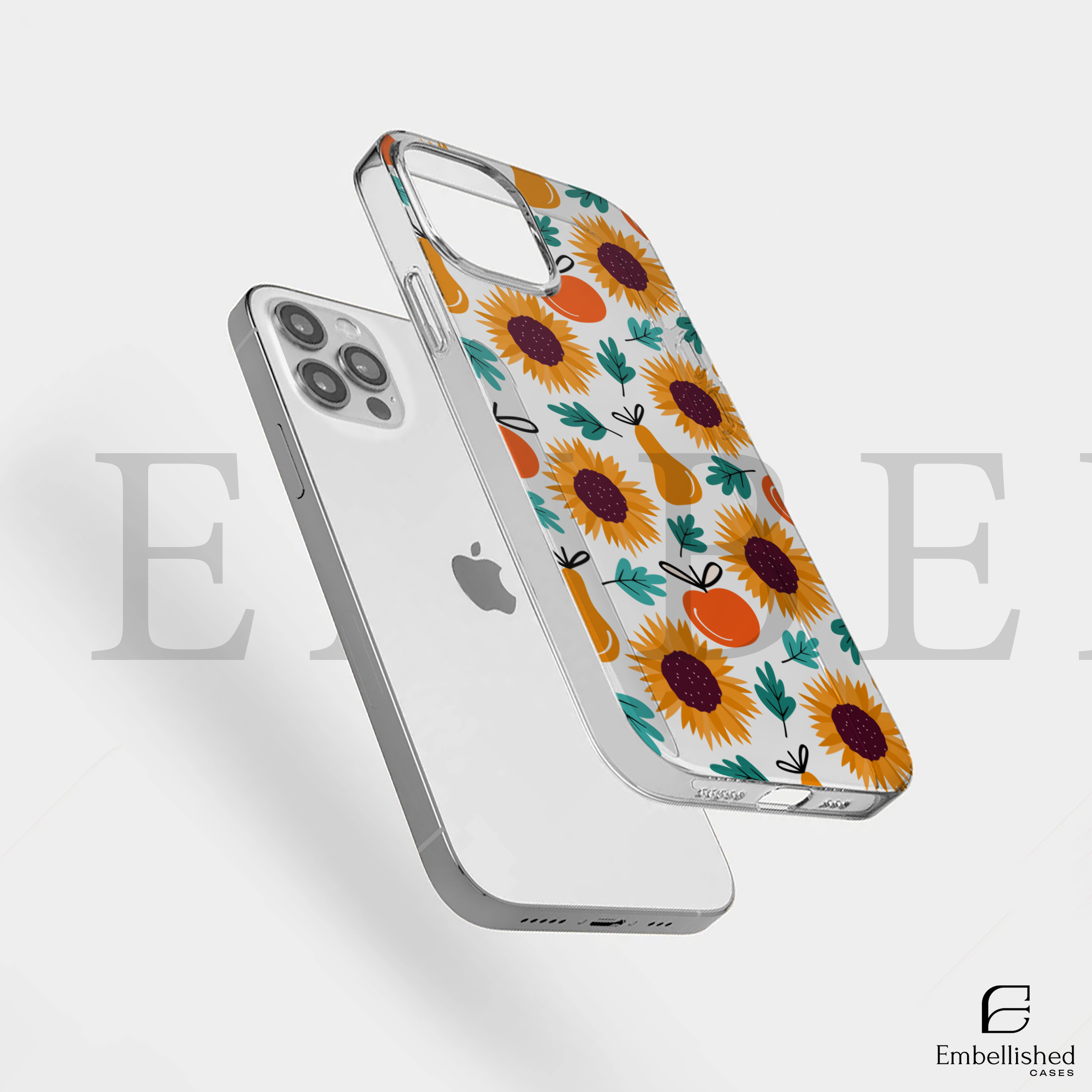 Sunflower & Pear Clear Phone Case - Cute Floral Fall iPhone Cover
