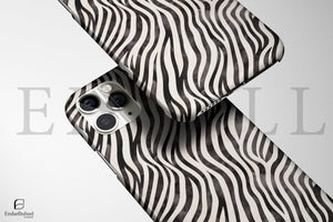 Zebra Wave Clear Phone Case - Black & White Animal Print iPhone Cover - Embellished Cases