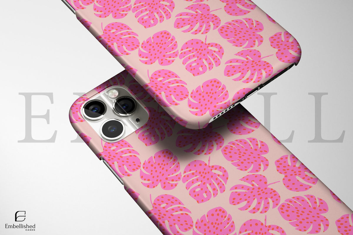 Pink Monstera Tough Phone Case – Floral Tropical Protection