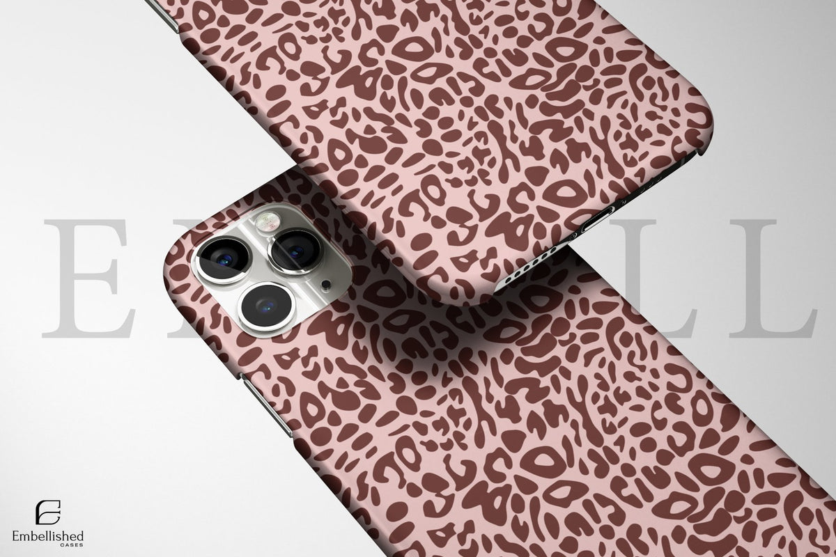 Pink Leopard Clear Phone Case - Stylish Animal Print iPhone Cover - Embellished Cases