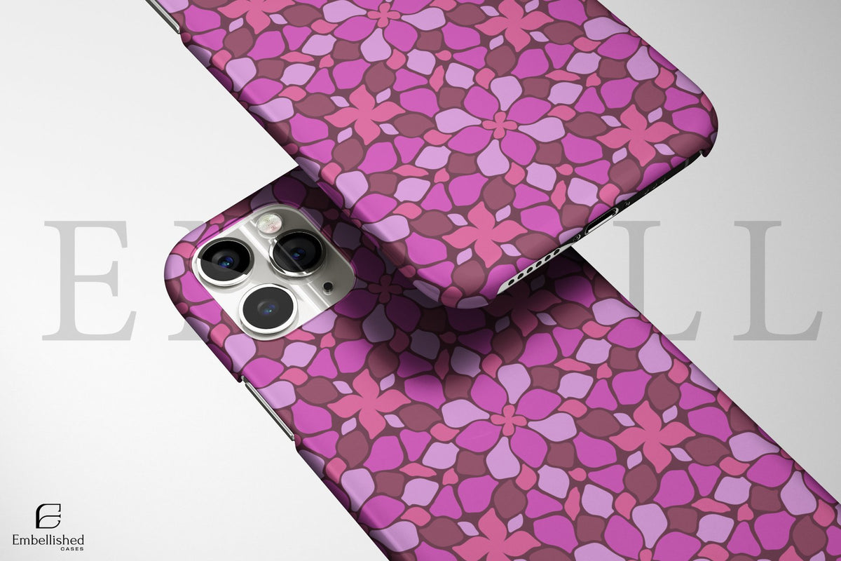Pink Mosaic Floral Clear Phone Case - Vibrant Pattern iPhone Cover - Embellished Cases