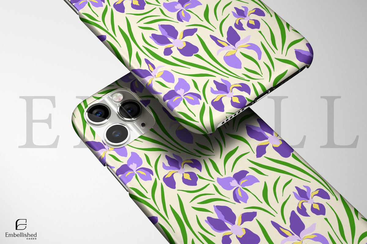 Purple Iris Floral Phone Case - Embellished Cases