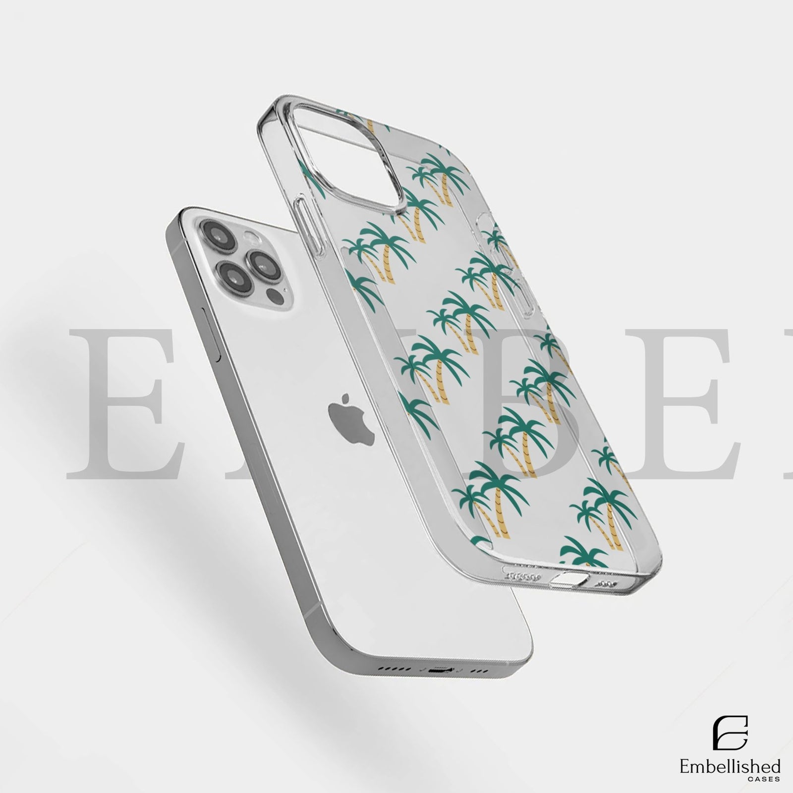 Tropical Palm Pattern Clear Phone Case