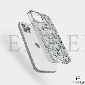 Elegant Swan & Lily Pad Pattern Clear Phone Case - Embellished Cases