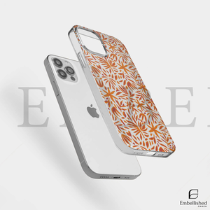 Orange Floral Pattern Slim Protective Cover Clear Phone Case