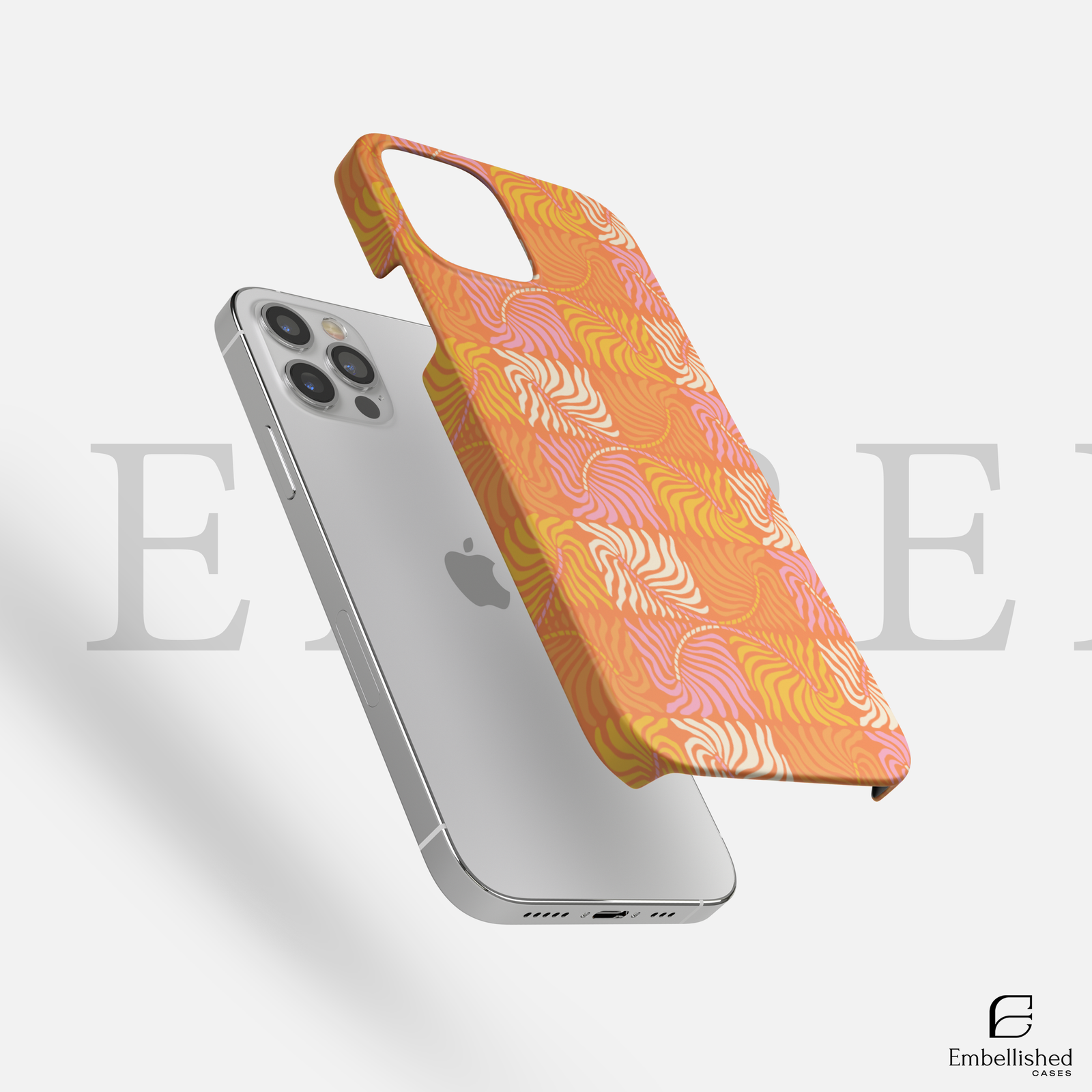 Retro Orange Swirl Tough Phone Case - Vibrant Checkerboard Zebra Pattern