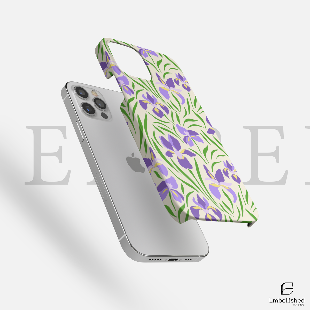 Iris Floral Tough Phone Case - Protective Botanical Phone Cover