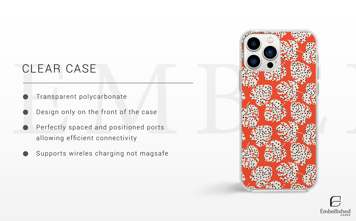 Coral Leopard Leaf Phone Case - Tough Protective iPhone Cover