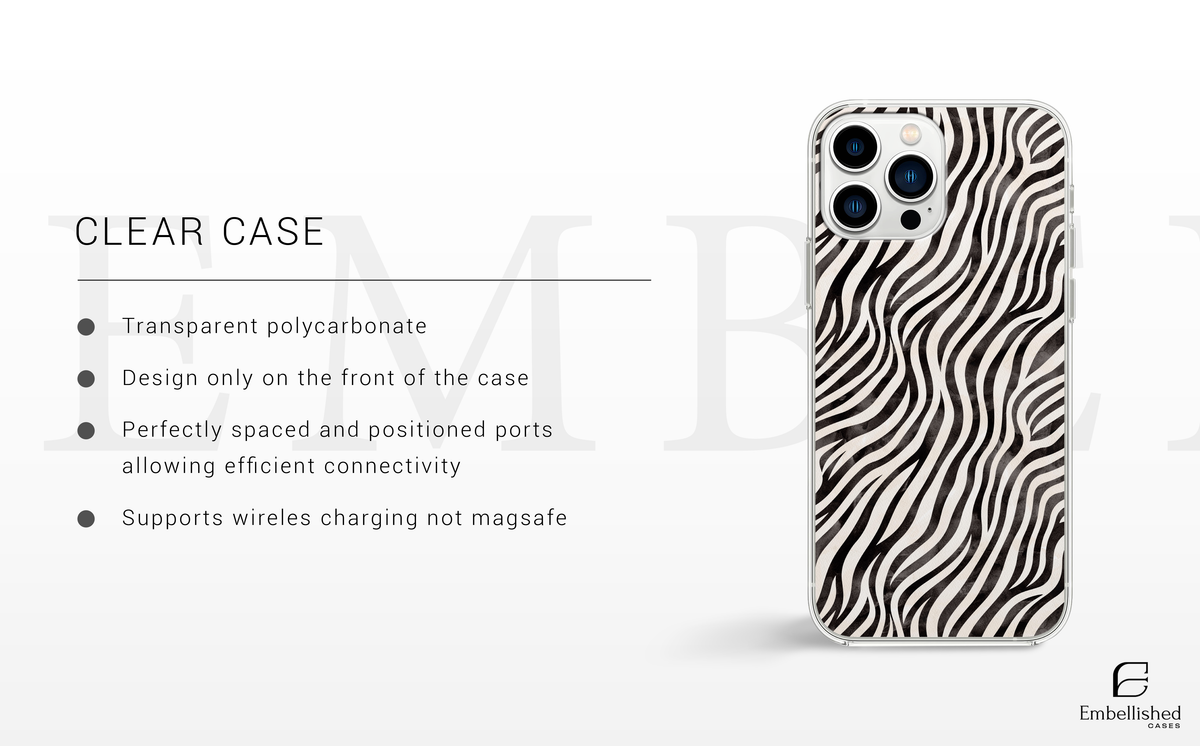 Zebra Waves Phone Case - Black & White Animal Print Protective Cover