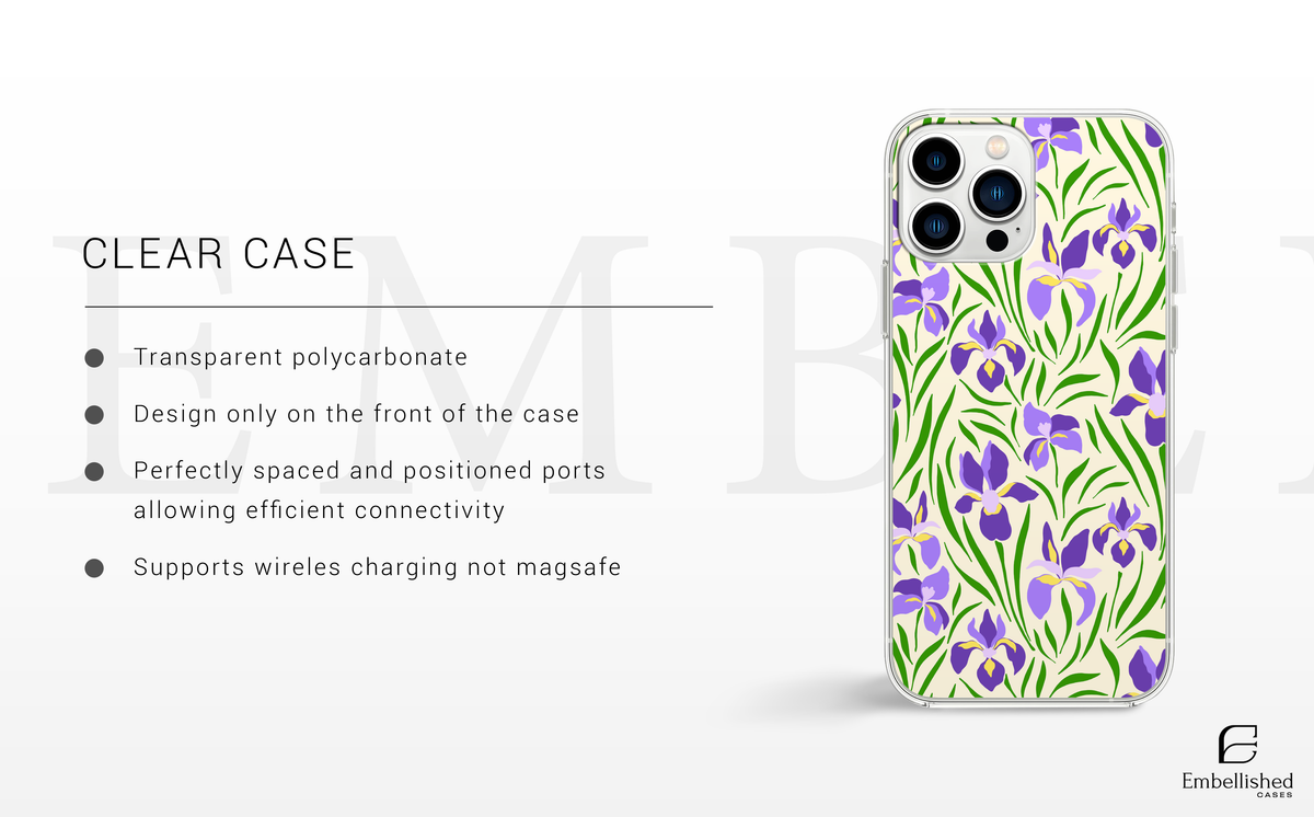 Iris Floral Tough Phone Case - Protective Botanical Phone Cover