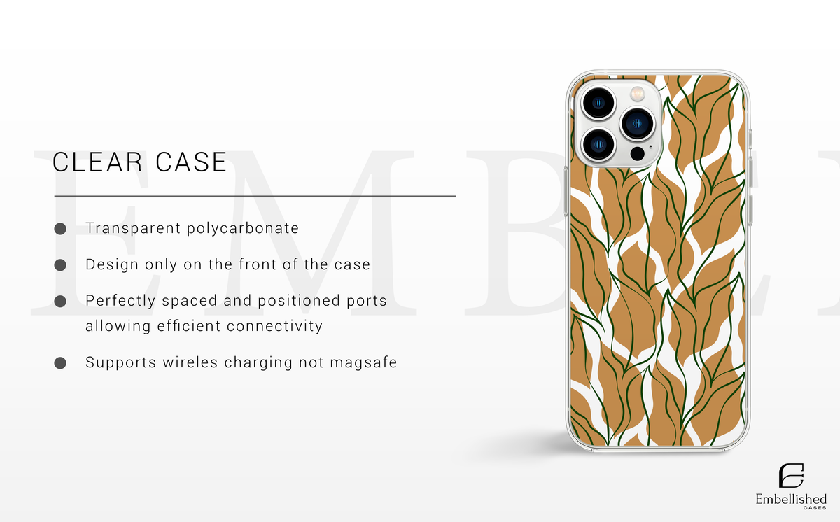 Botanical Wavy Lines Tough Phone Case (Neutral Tan & Green)