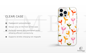 Floral Sprout Clear Phone Case - Colorful Minimalist Plant Pattern