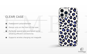 Blue Leopard Clear Phone Case – Slim Transparent Protective Case with Bold Animal Print