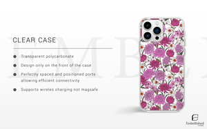 Pink & Purple Floral Pattern Clear Case - Clear Phone Case - Embellished Cases