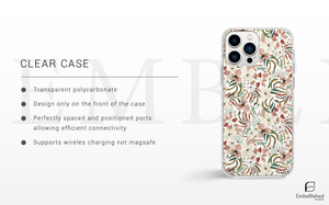 Floral Clear Phone Case - Vintage Pink & Cream Blossoms on Black