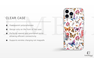 Clear Butterfly Floral Phone Case - Transparent Protective iPhone Cover - Embellished Cases