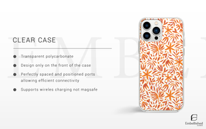 Orange Floral Pattern Slim Protective Cover Clear Phone Case