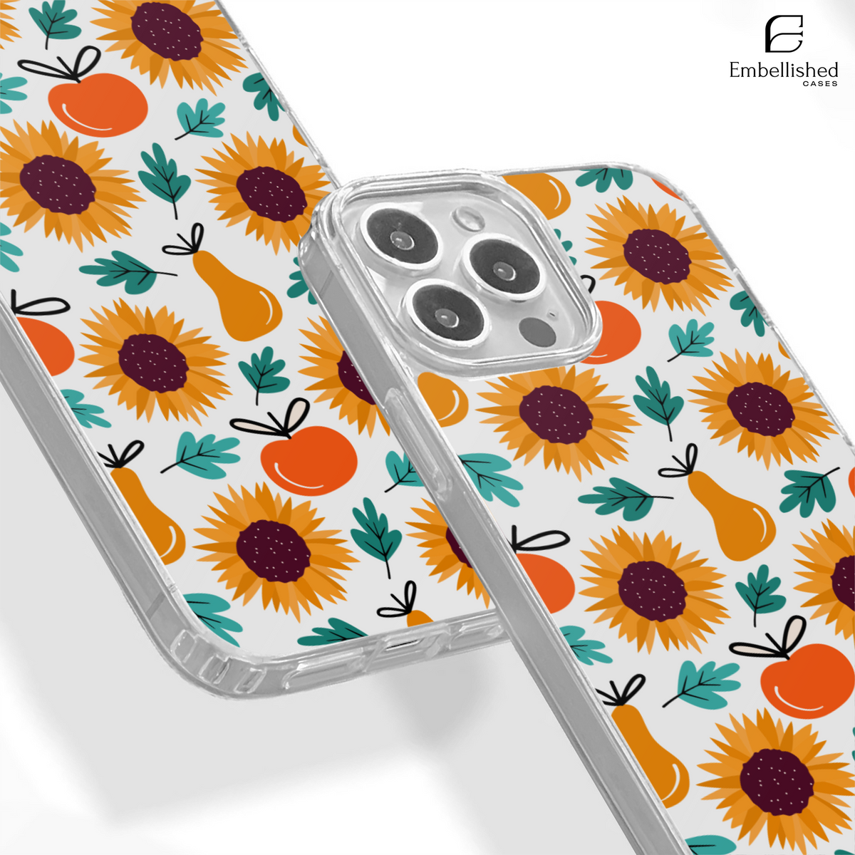 Sunflower & Pear Clear Phone Case - Cute Floral Fall iPhone Cover