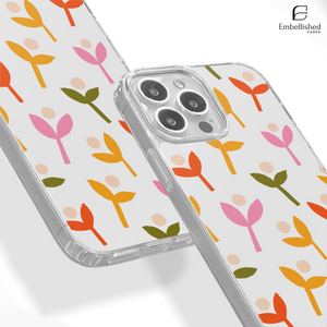 Floral Sprout Clear Phone Case - Colorful Minimalist Plant Pattern