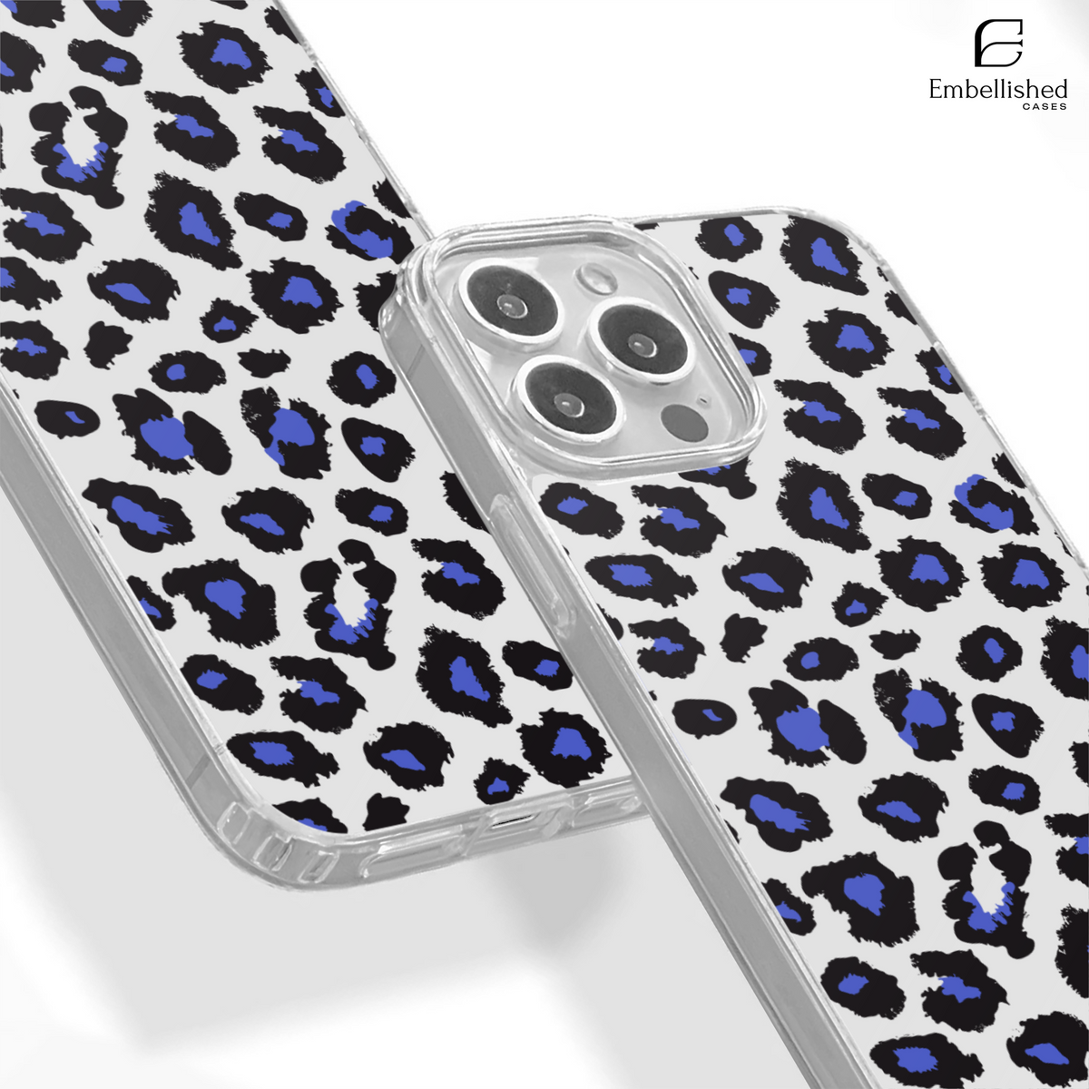Blue Leopard Clear Phone Case – Slim Transparent Protective Case with Bold Animal Print