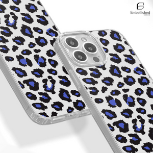 Blue Leopard Clear Phone Case – Slim Transparent Protective Case with Bold Animal Print