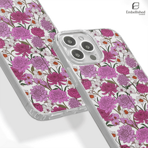 Pink & Purple Floral Pattern Clear Case - Clear Phone Case - Embellished Cases