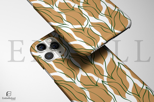 Botanical Wavy Lines Tough Phone Case (Neutral Tan & Green)