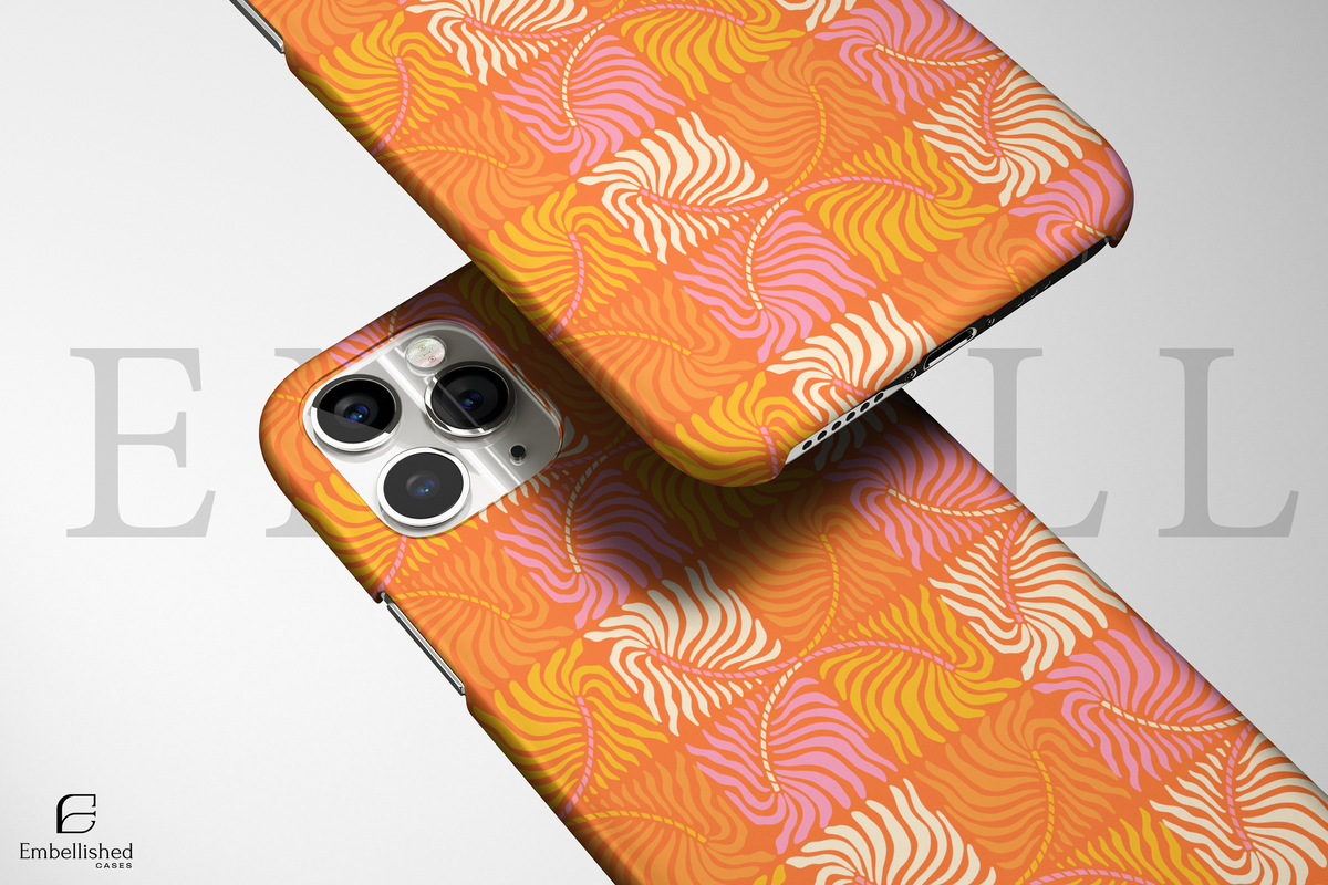 Retro Orange Swirl Tough Phone Case - Vibrant Checkerboard Zebra Pattern