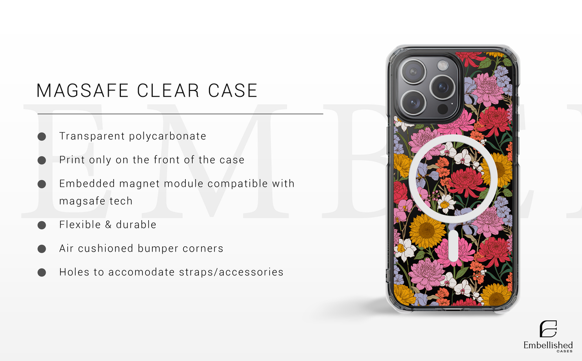 Clear Floral Phone Case - Colorful Wildflower Protective Case for iPhone