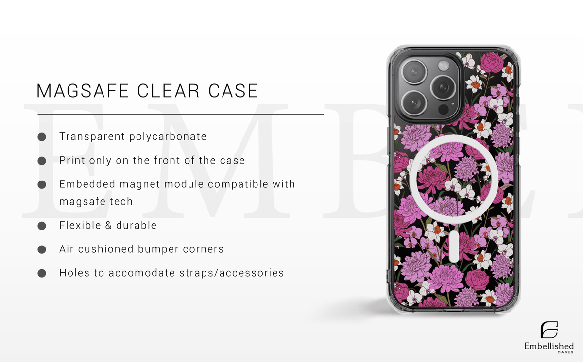 Pink & Purple Floral Pattern Clear Case - Clear Phone Case - Embellished Cases
