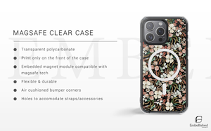 Floral Clear Phone Case - Vintage Pink & Cream Blossoms on Black