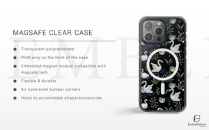 Elegant Swan & Lily Pad Pattern Clear Phone Case - Embellished Cases