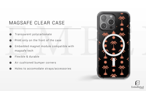 Coral Palm Tree & Sun Pattern Clear Phone Case - Embellished Cases