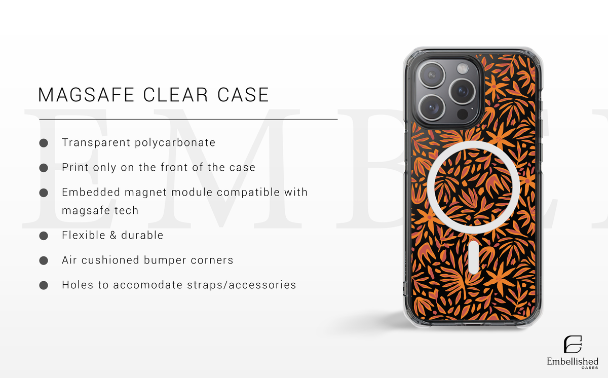 Orange Floral Pattern Slim Protective Cover Clear Phone Case