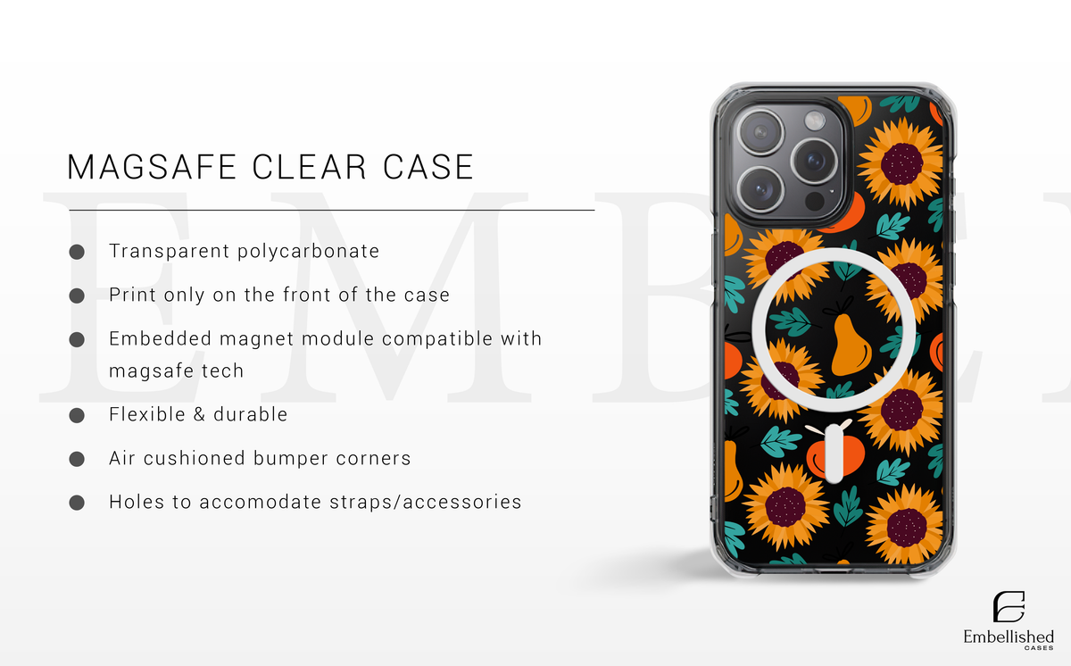Sunflower & Pear Clear Phone Case - Cute Floral Fall iPhone Cover