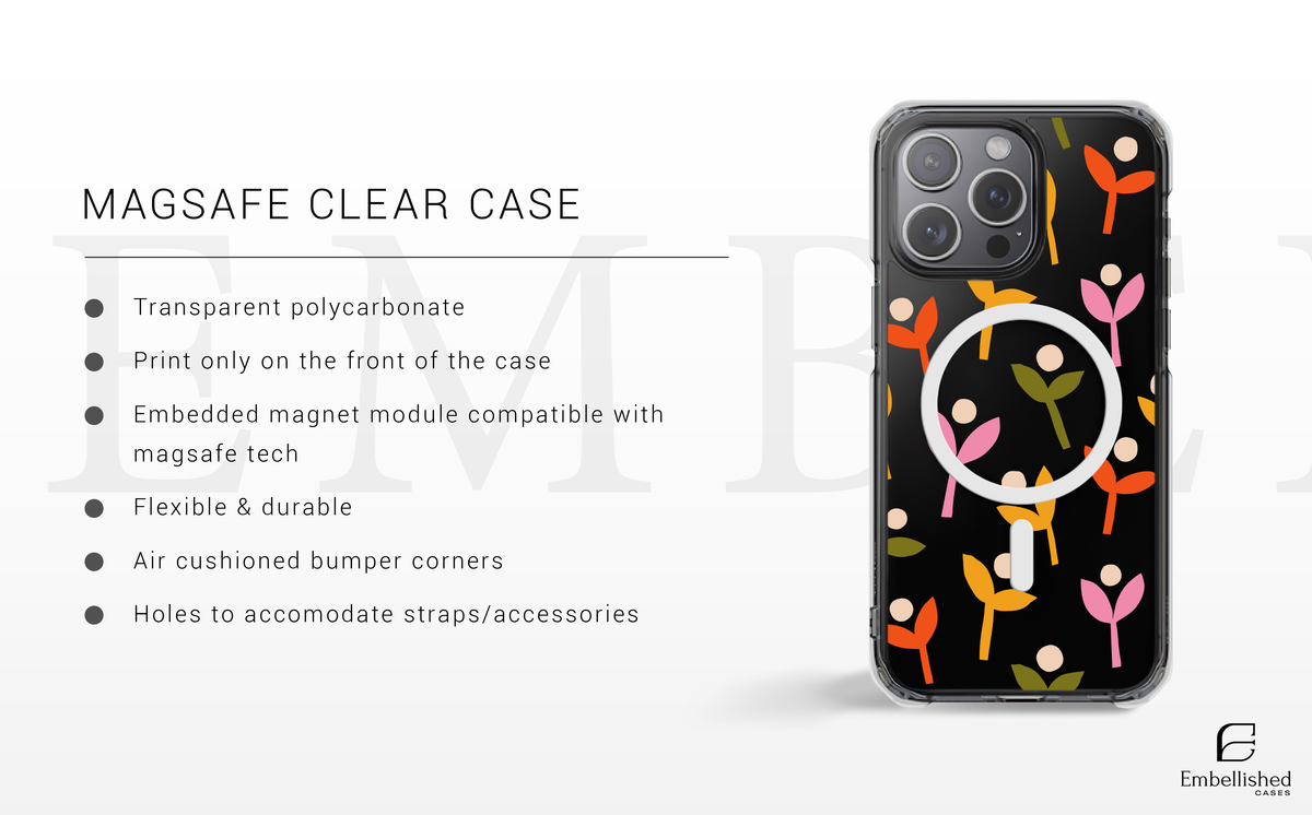 Floral Sprout Clear Phone Case - Colorful Minimalist Plant Pattern