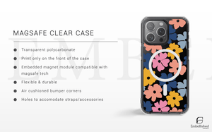 Floral Ditsy Clear Phone Case - Colorful Retro Flower Pattern - Embellished Cases
