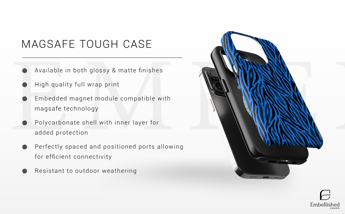 Blue Zebra Print Tough Phone Case