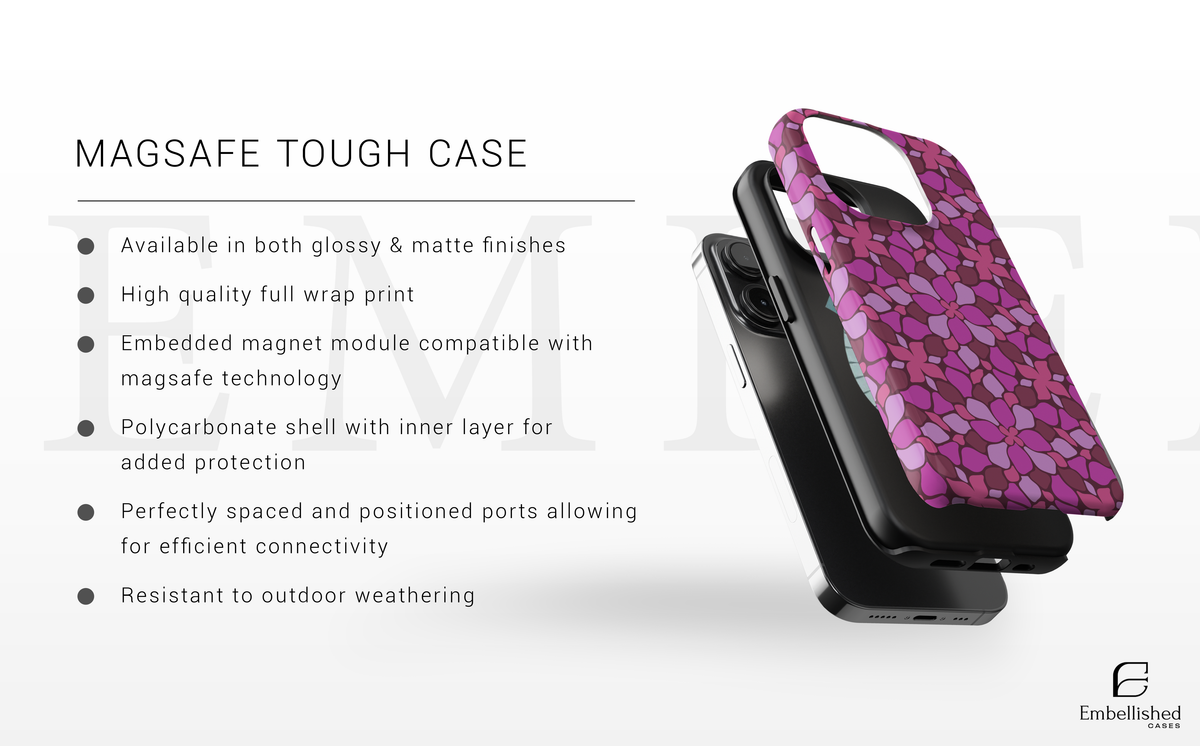 Pink Mosaic Floral Tough Phone Case - Vibrant Pattern iPhone Cover