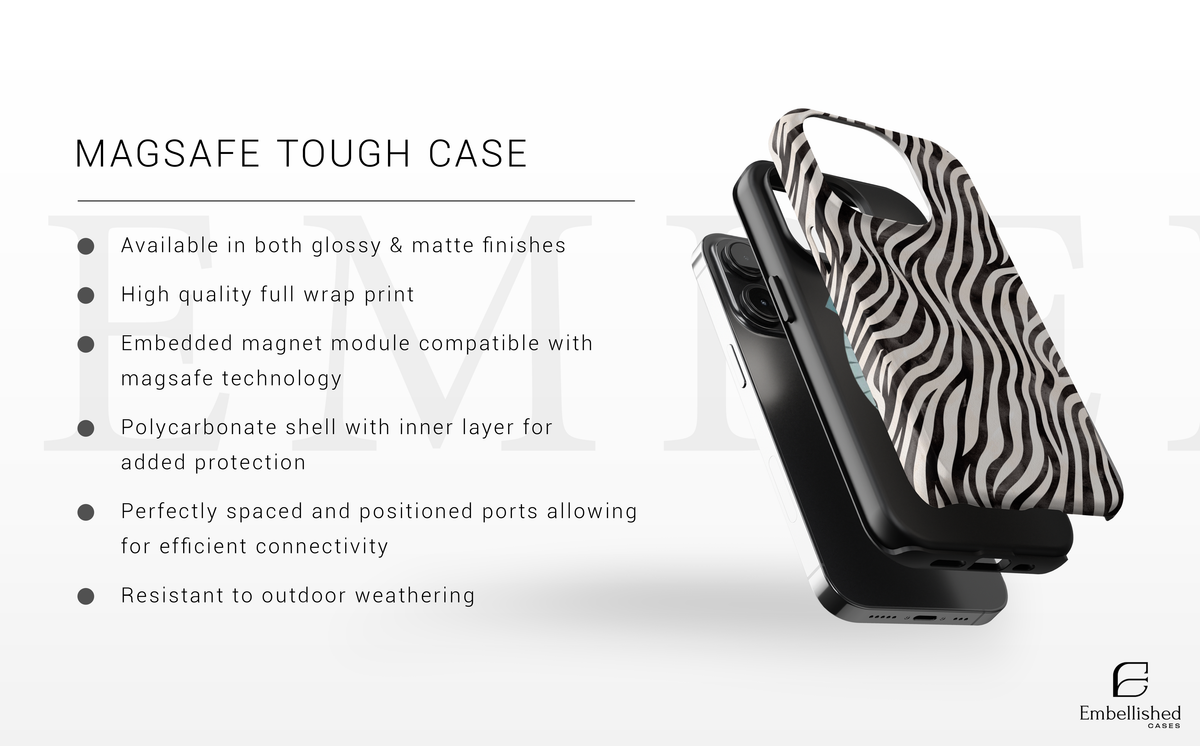 Zebra Waves Phone Case - Black & White Animal Print Protective Cover