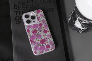 Pink & Purple Floral Pattern Clear Case - Clear Phone Case - Embellished Cases