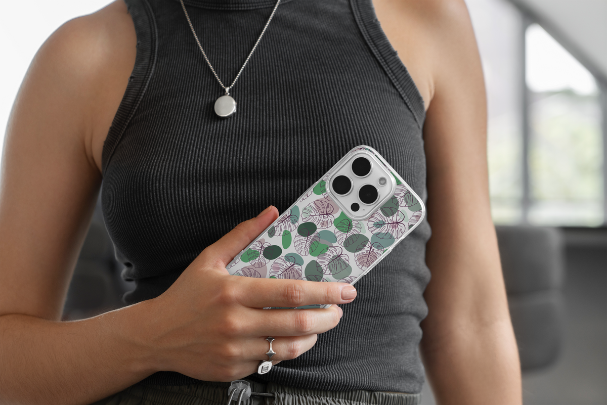 Pastel Leaf Pattern Protective iPhone Cover