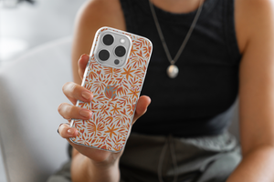 Orange Floral Pattern Slim Protective Cover Clear Phone Case
