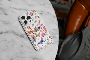 Clear Butterfly Floral Phone Case - Transparent Protective iPhone Cover - Embellished Cases