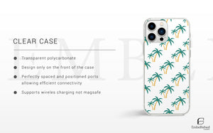 Tropical Palm Pattern Clear Phone Case