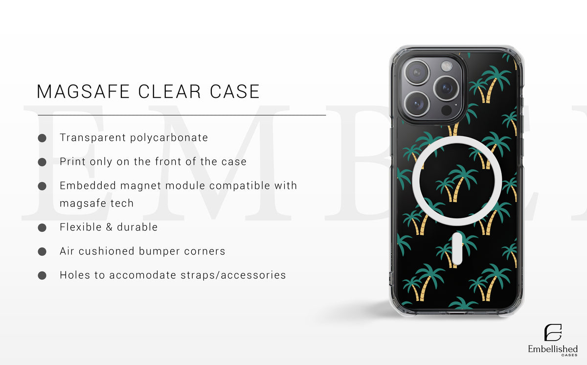 Tropical Palm Pattern Clear Phone Case