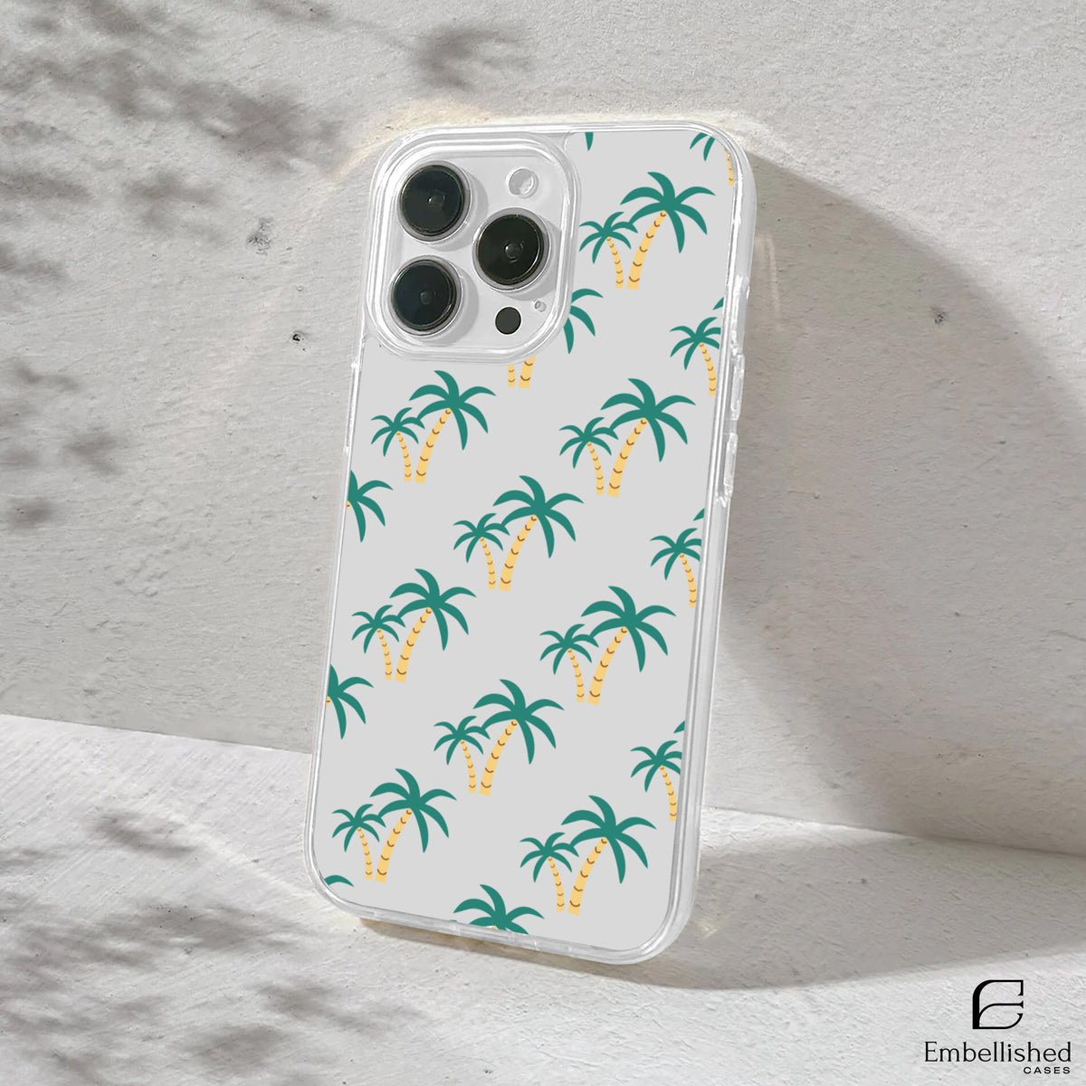 Tropical Palm Pattern Clear Phone Case