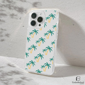 Tropical Palm Pattern Clear Phone Case